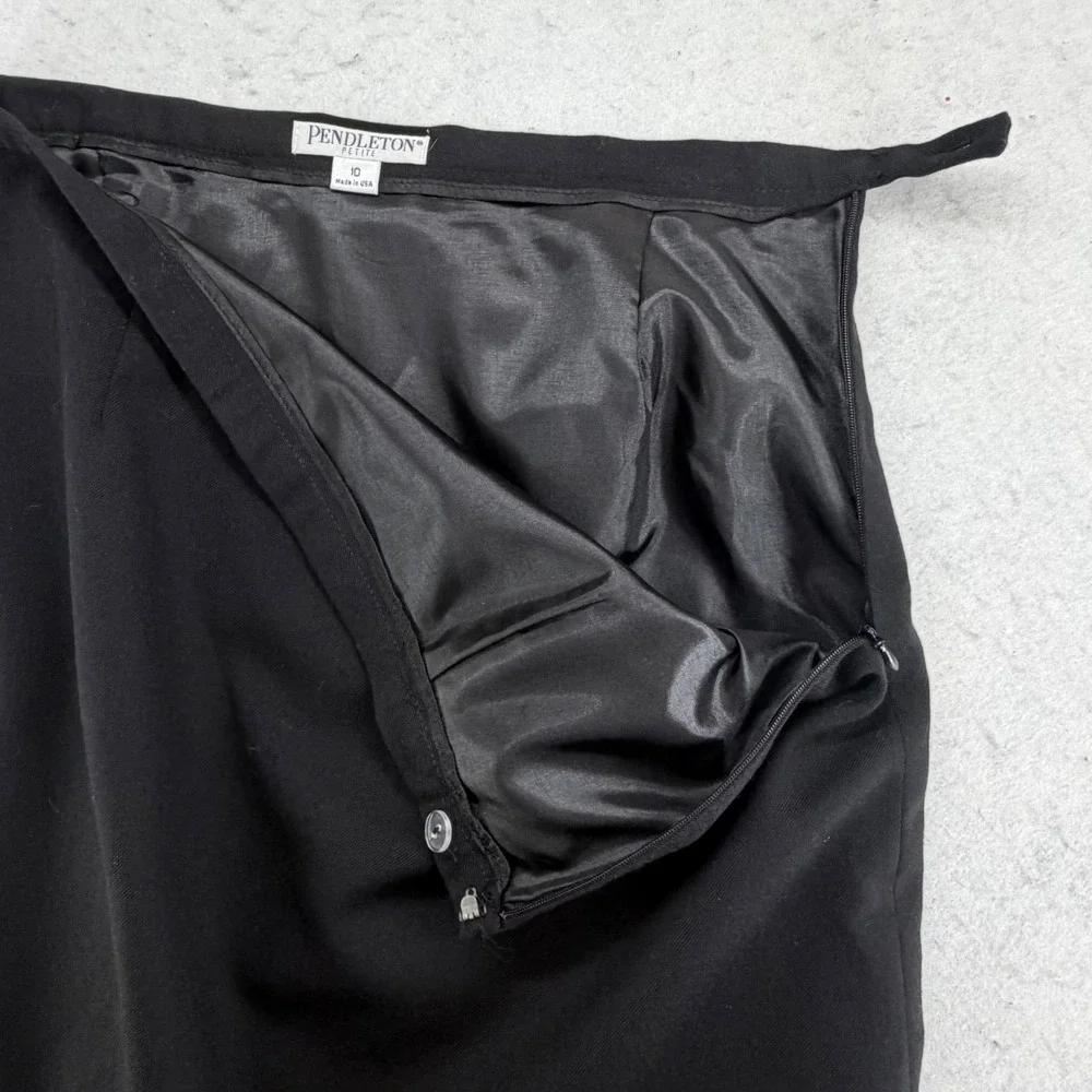 Pendleton Petite 100% Virgin Wool Pencil Skirt Womens 10P Black Vintage USA